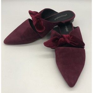 Jeffrey Campbell Charlin Womens Pointed Toe Mule Bow Flat Burgundy Suede Size 9